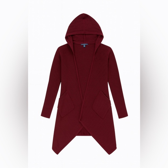 American Eagle Maroon Knit Cardigan W/ Hood & Pockets - Picture 1 of 3